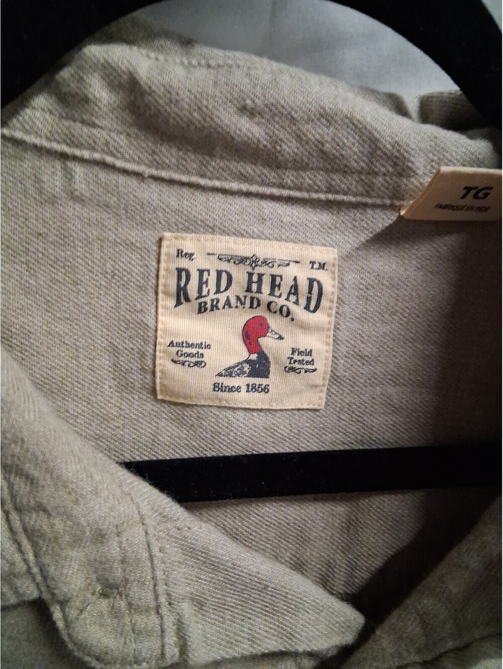 RedHead Men's XL Bear Creek Solid LS Flannel Button-Up Shirt Commander Heather - Picture 2 of 6